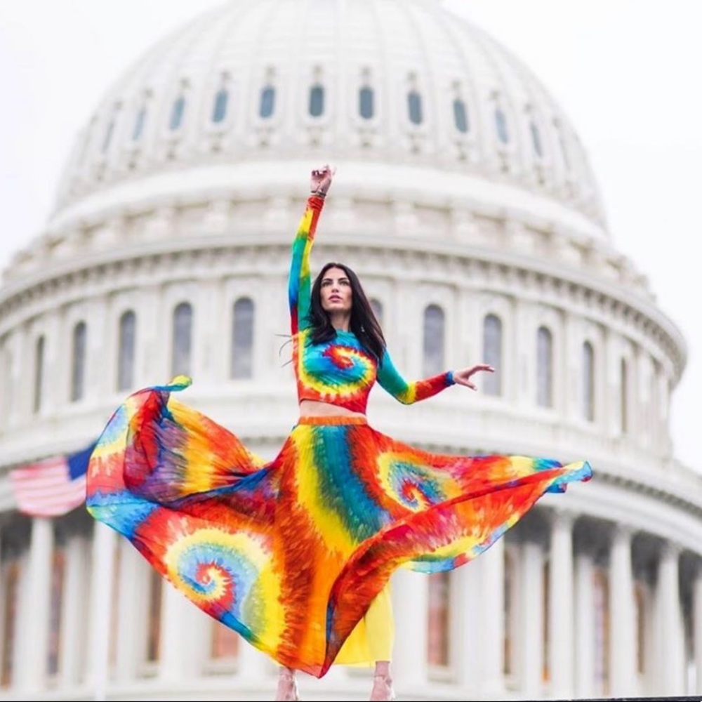 alice + olivia Tie Dye Maxi Skirt